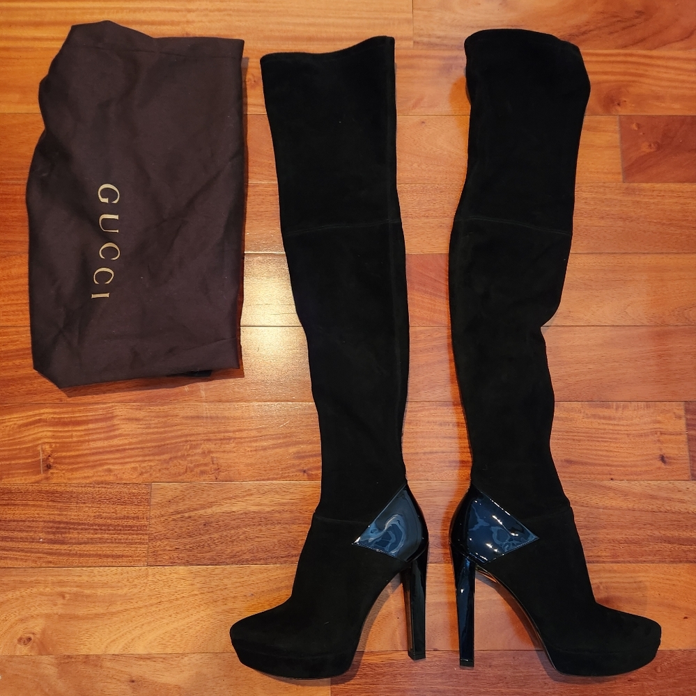 AUTH Gucci OTK Thigh High Boots